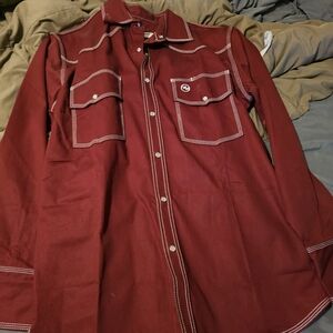 Western Welder Fire Resistant Burgundy Snap Up Shirt Size L